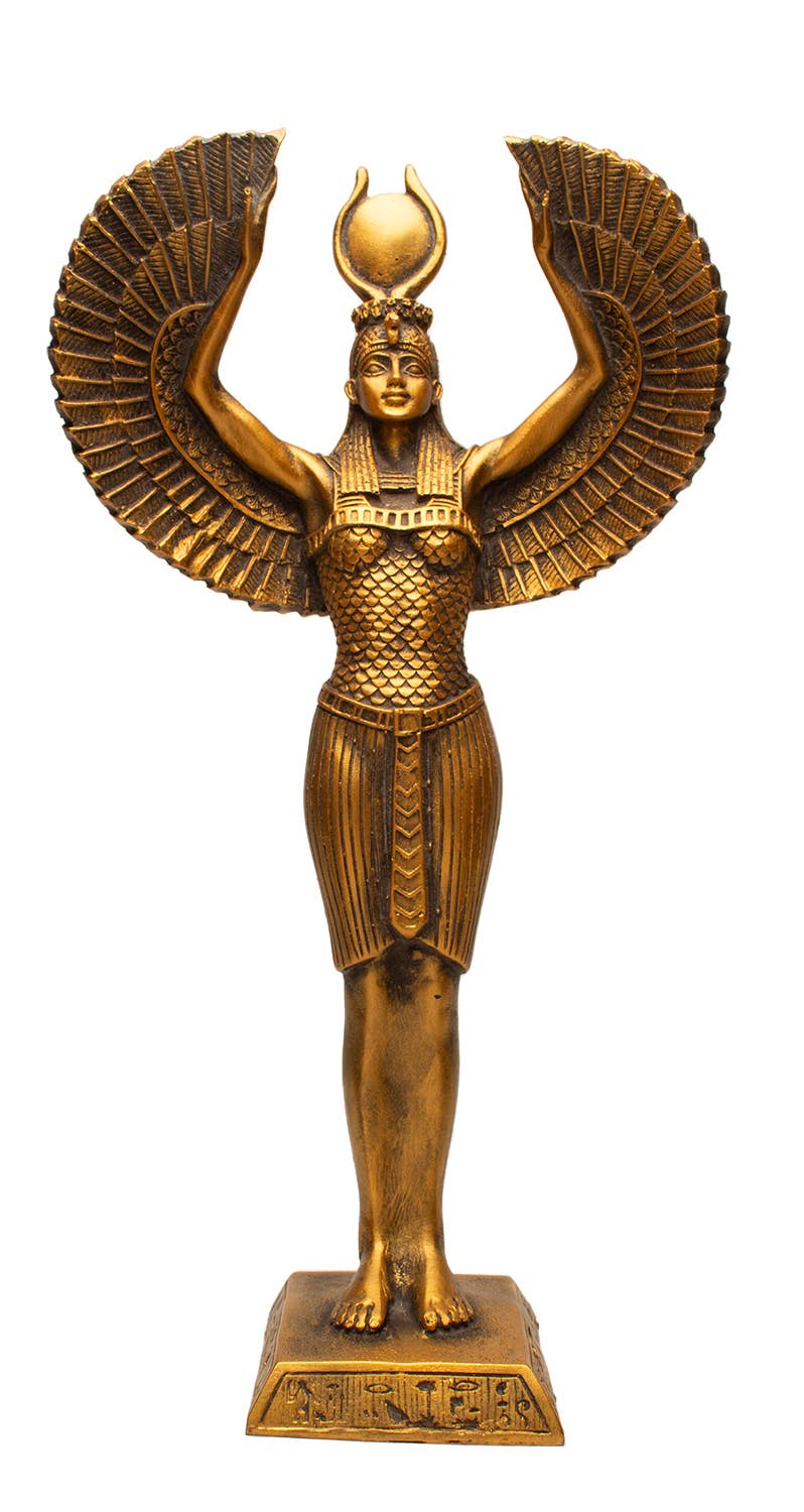 Tall Winged Isis Bronze - 13" - Made in Egypt - Goddess
