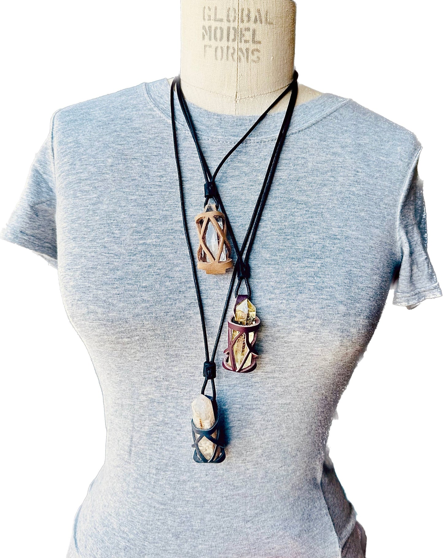 Gemstone or Crystal Holder Necklace. complete with stones.