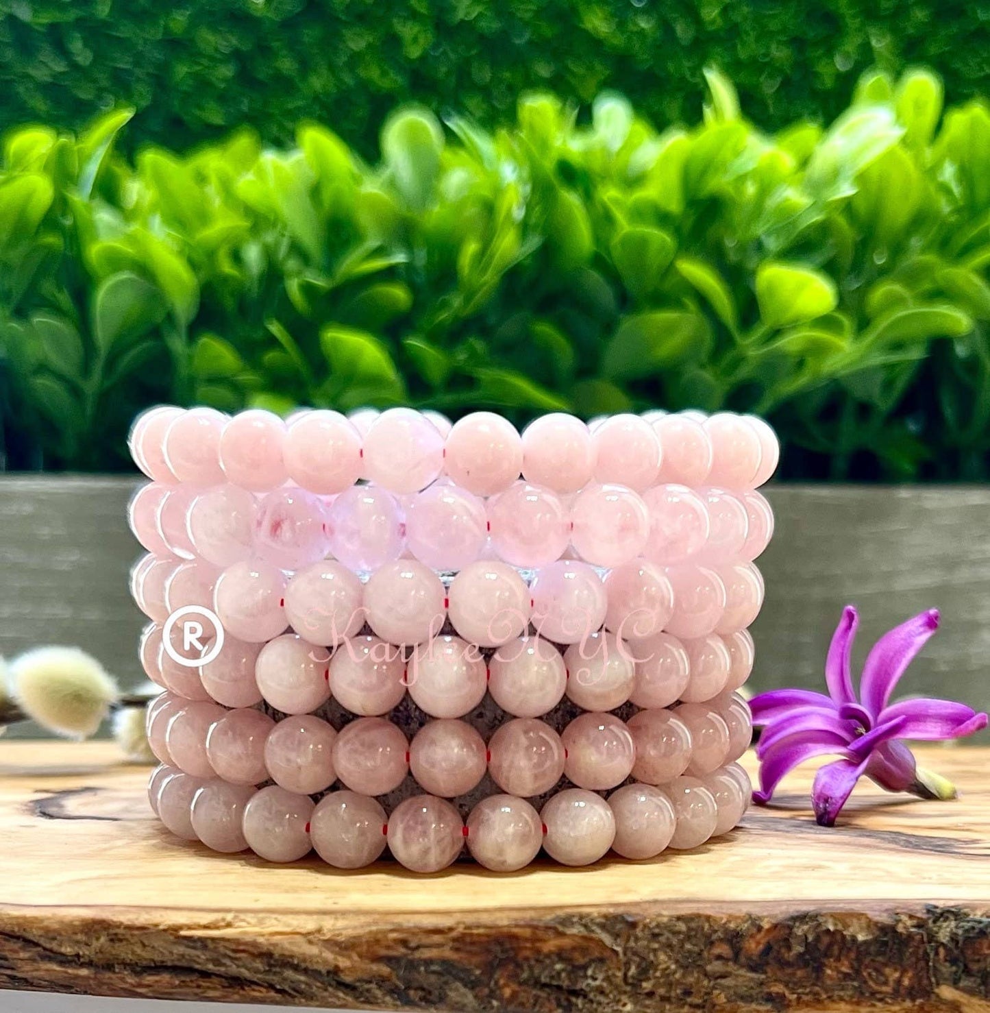 Wholesale 6 Pcs Natural Rose Quartz 8mm 7.5” Crystal Healing Stretch Bracelet