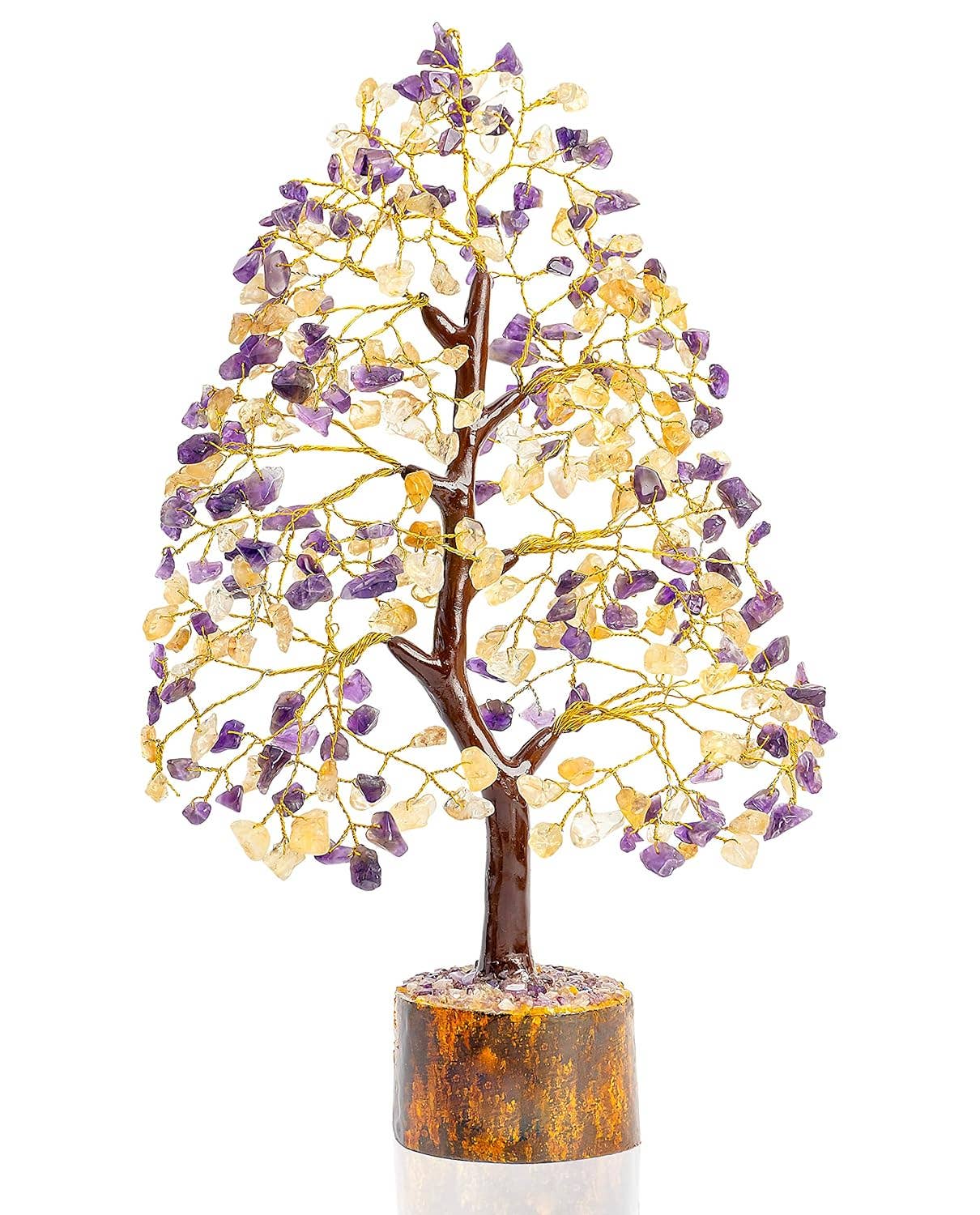 Amethyst & Citrine Gemstone Tree ,300 chips Golden wire Tree