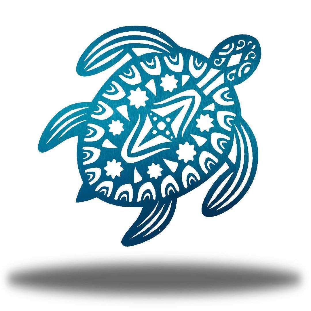 Sea Turtle Metal Wall Art | Indoor & Outdoor Home Décor: Teal / 24"