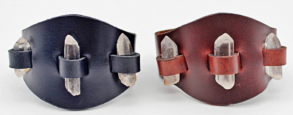 Western Gemstone Crystal Holder Bracelets Single Band with Clear Quartz Stone