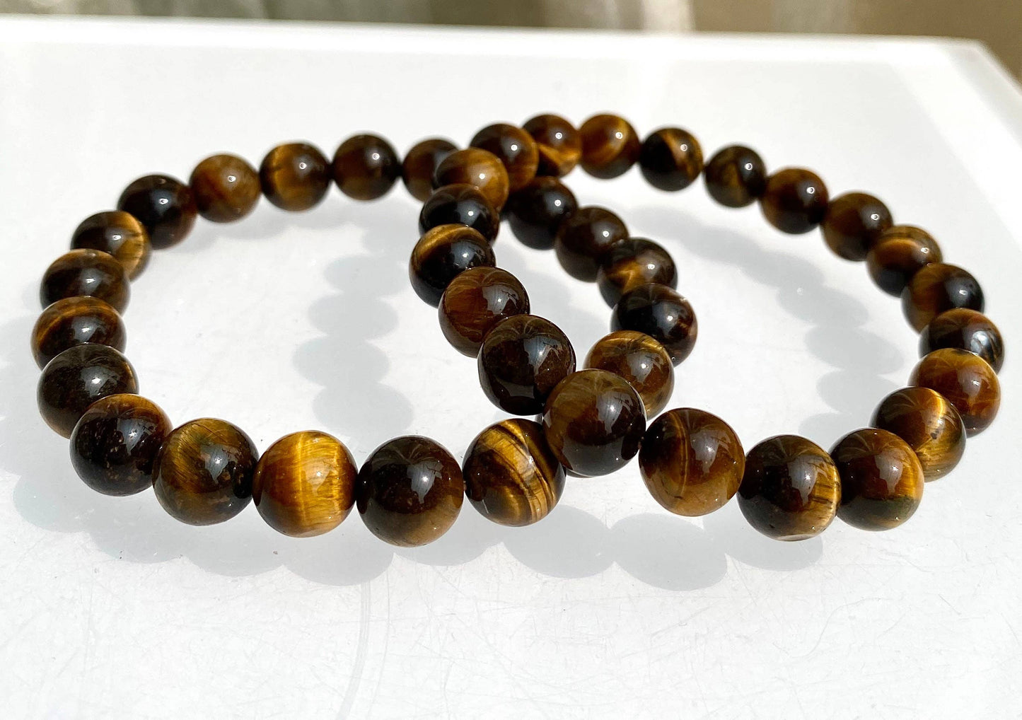 10mm Natural Tiger Eye Crystal Healing Stretch Bracelet 8"