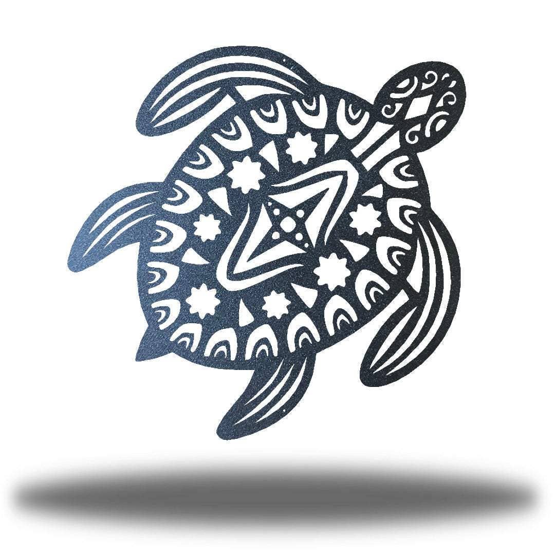 Sea Turtle Metal Wall Art | Indoor & Outdoor Home Décor: Teal / 24"