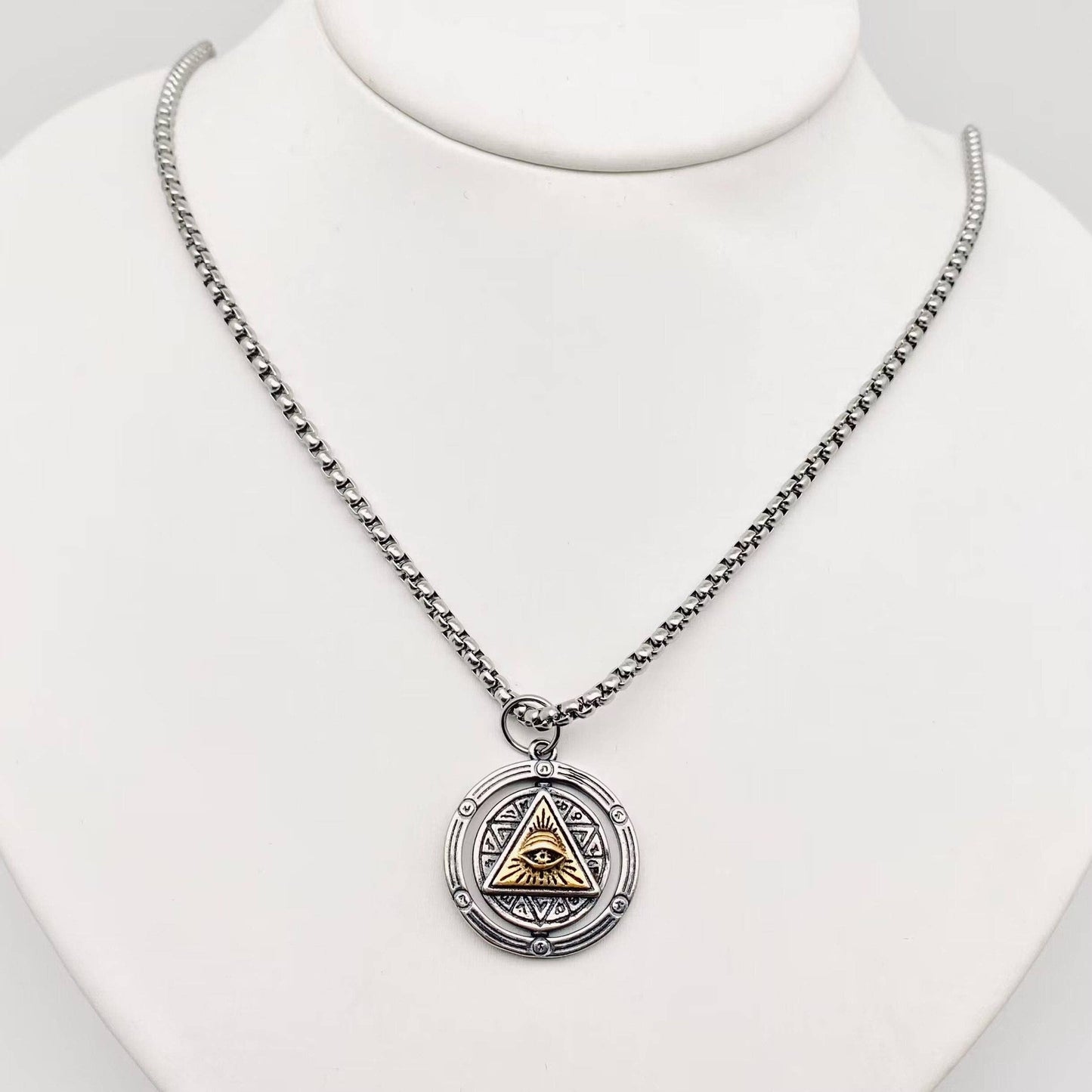 Horus Eye of God Rotatable Pendant Necklace - MJ: Pendant + chain