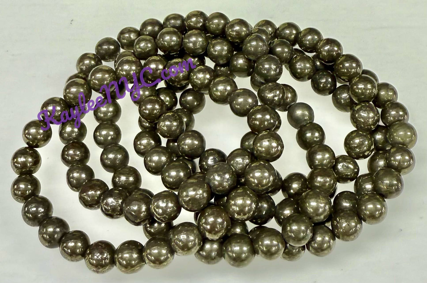 Natural Pyrite 8mm 7.5” Crystal Healing Stretch Bracelet