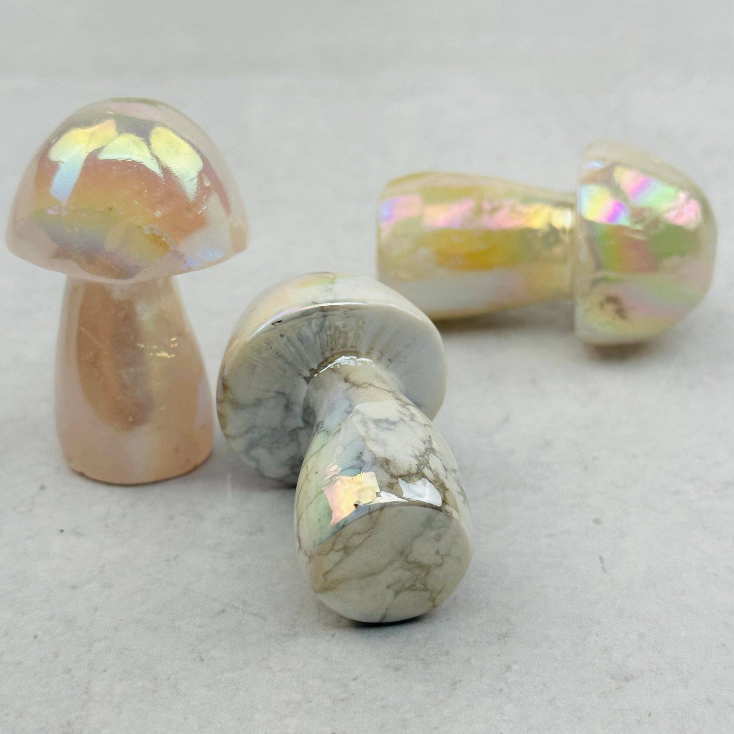 Gemstone Angel Aura Crystal Mushrooms - You Choose Stone: Angel Aura Rose Quartz