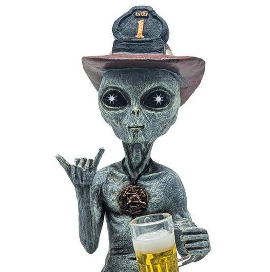 Alien Invasion Fireman Male Shelf Sitter Statue 10" Tall: Gray