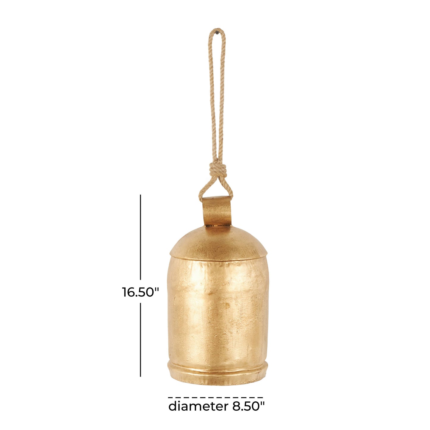 Rustic Gold Metal Decorative Bell: 9"W, 17"H