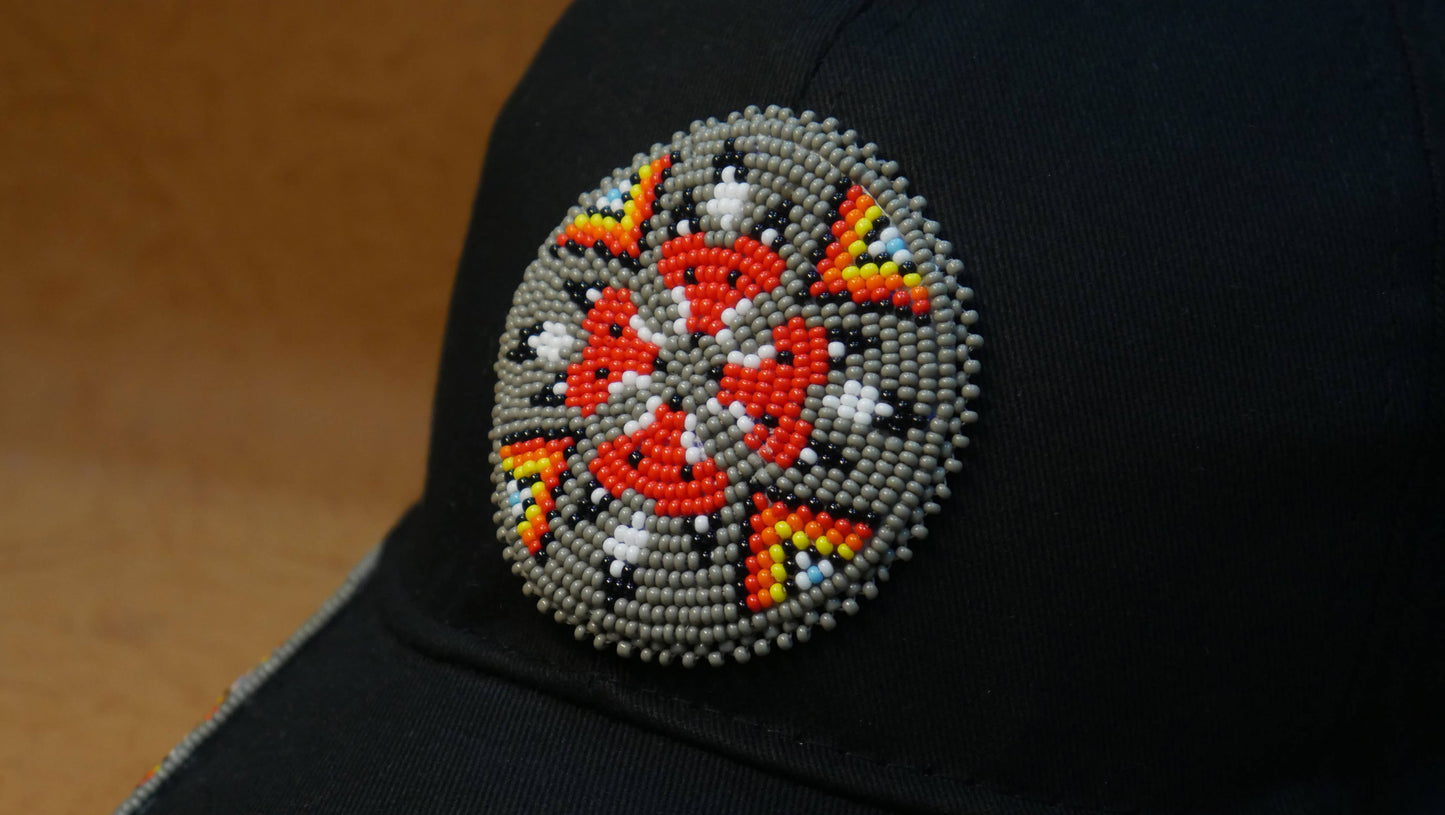 Handmade Beaded Baseball cap seed Beads Tucker Hat Grey 4fox