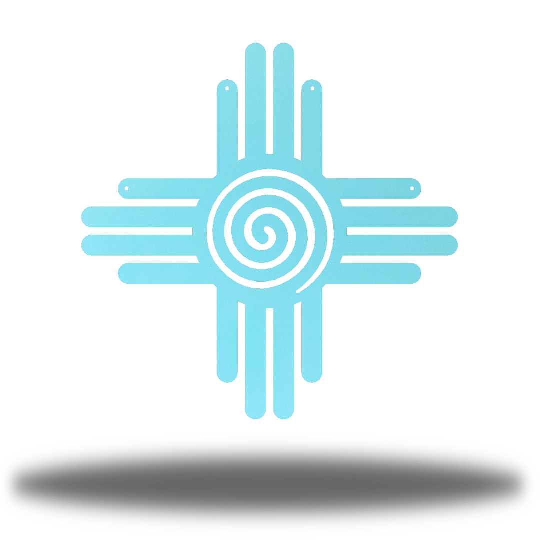 Zia Sun Metal Wall Art | Indoor & Outdoor Home Décor: Blue / 24"