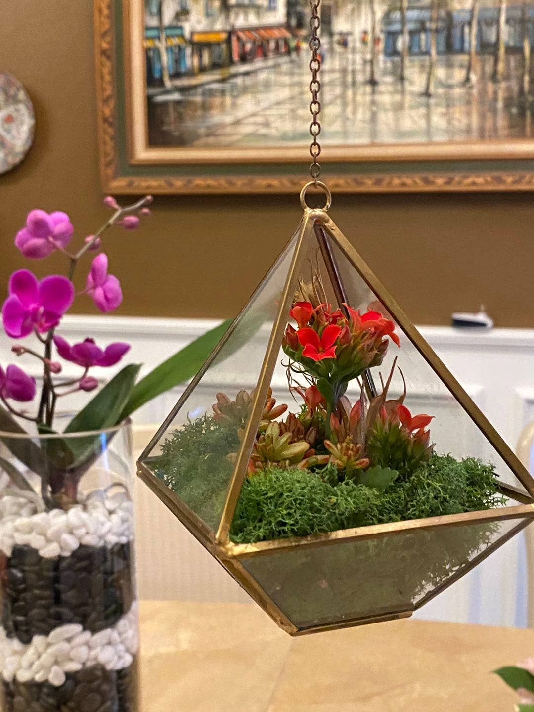 WGV Copper Gold Raised Pyramid Geometric Glass Terrarium - 8"H