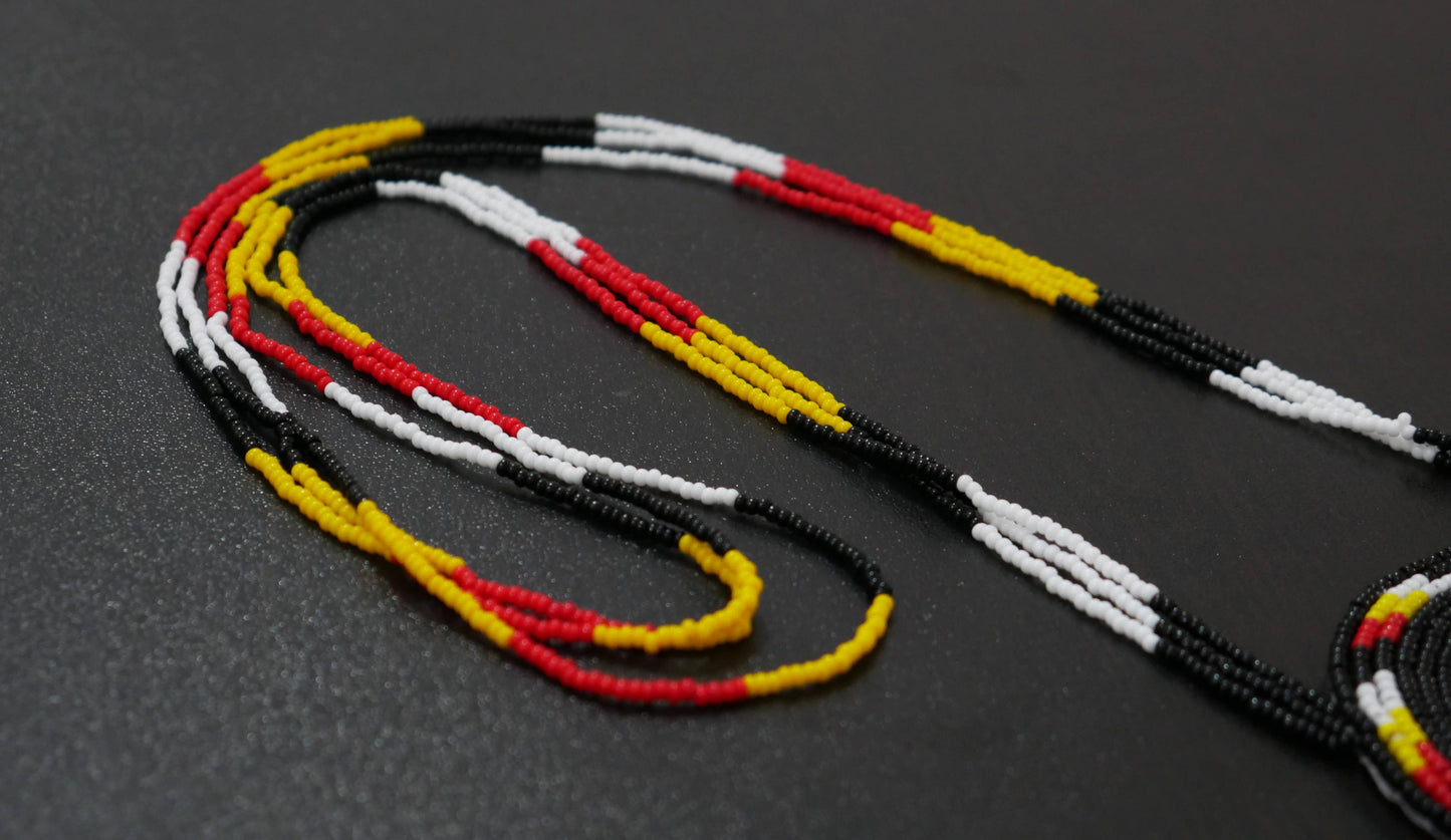 Native American Style Beaded Bear Paw medallions (Black): Black