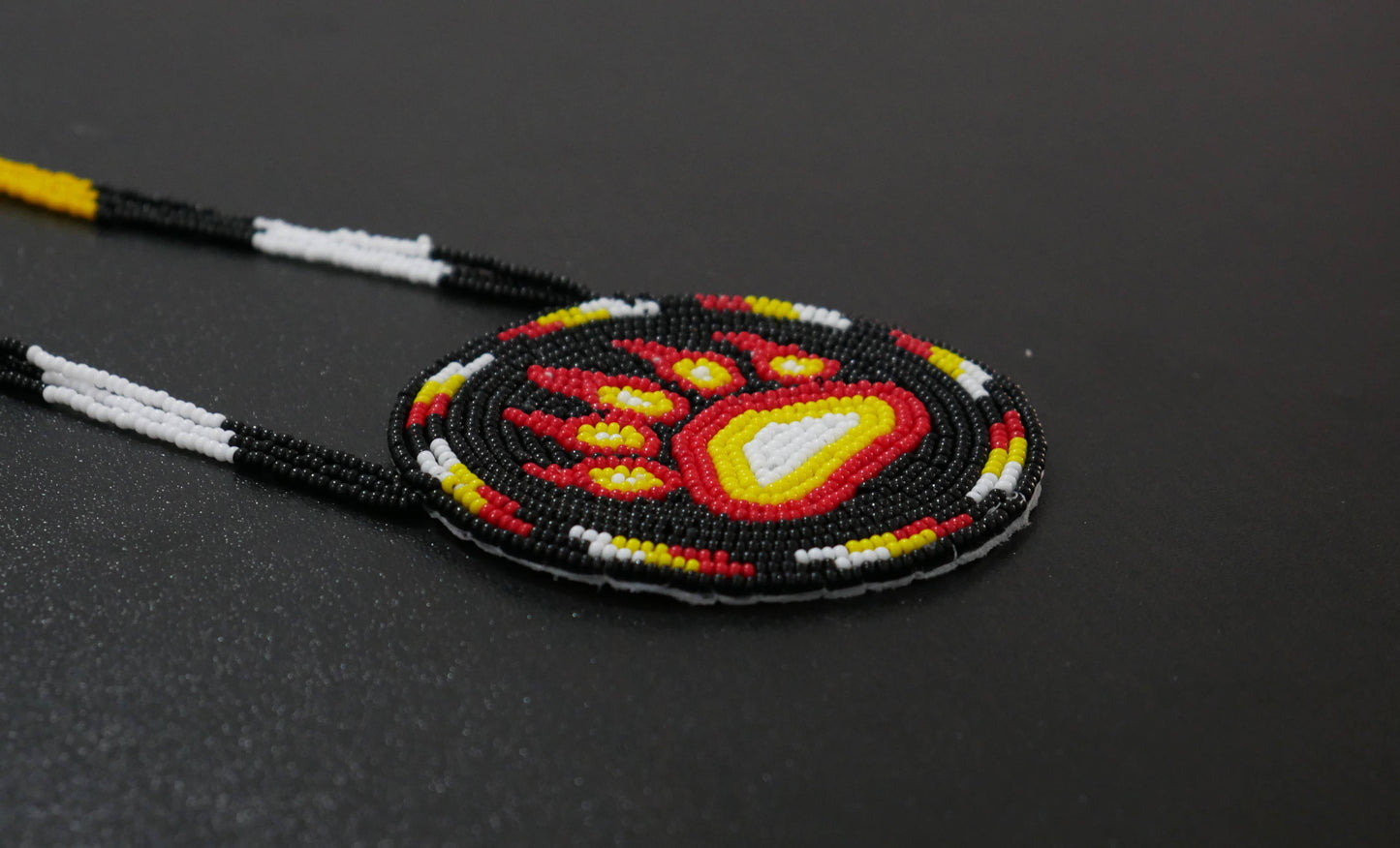 Native American Style Beaded Bear Paw medallions (Black): Black