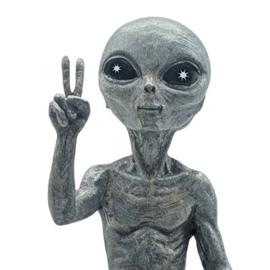 Alien Invasion Peace Dude Male Figurine 10" tall : Green