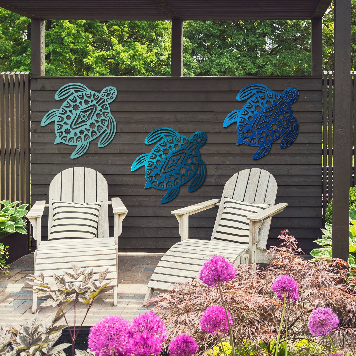 Sea Turtle Metal Wall Art | Indoor & Outdoor Home Décor: Teal / 24"