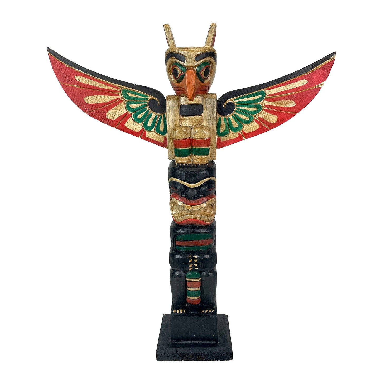 20 Inch Tall Northwest Coast Style Wooden Totem Pole