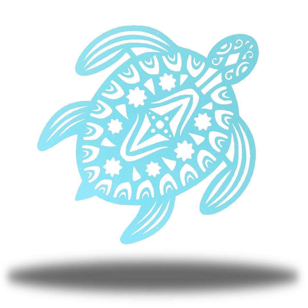 Sea Turtle Metal Wall Art | Indoor & Outdoor Home Décor: Teal / 24"