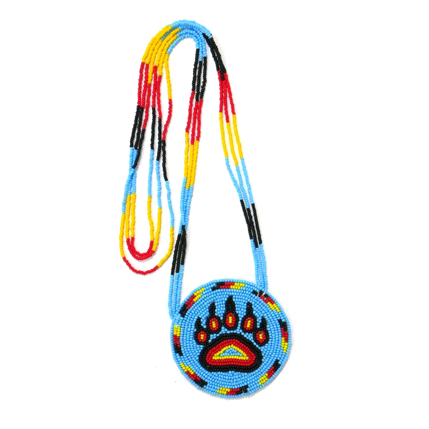 Native American Style Beaded Bear Paw medallions (Black): Black