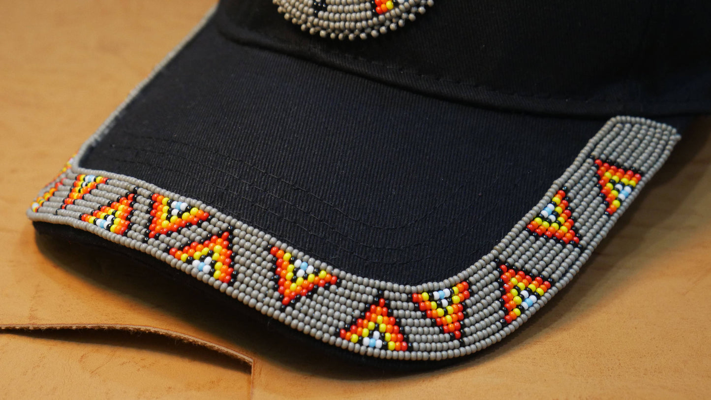 Handmade Beaded Baseball cap seed Beads Tucker Hat Grey 4fox