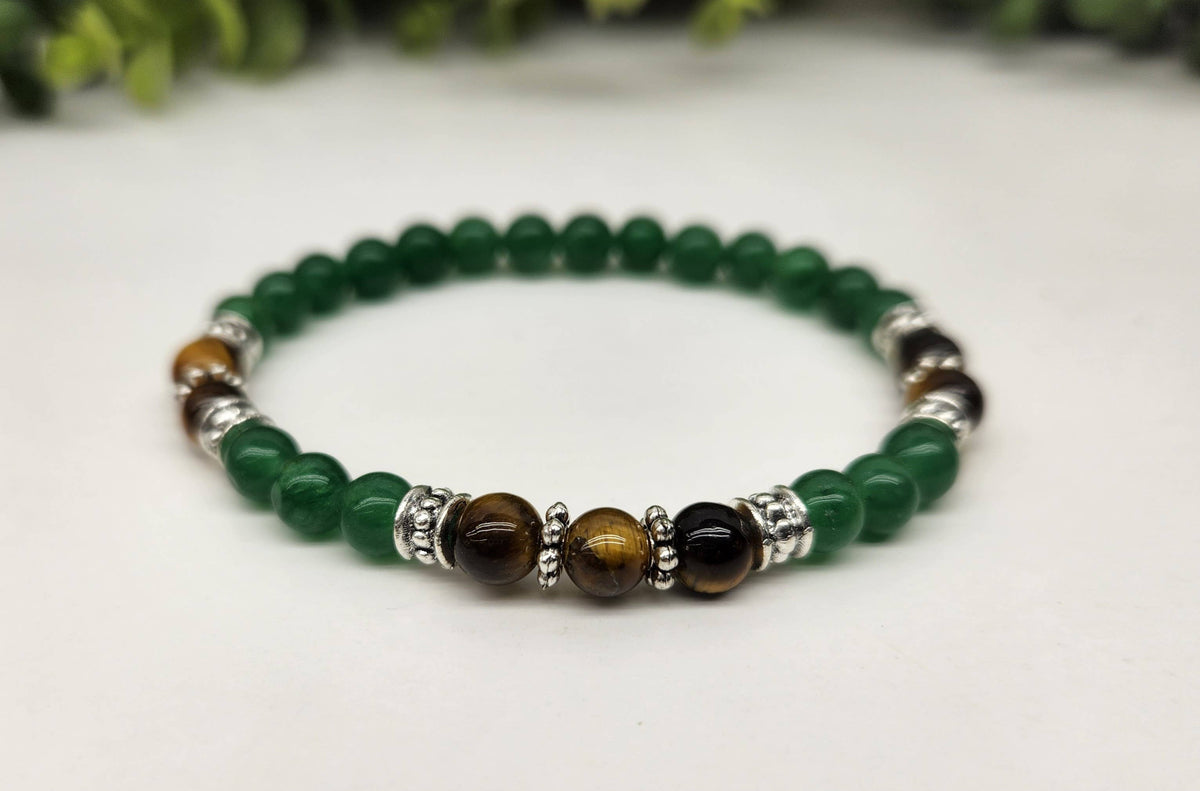 ABUNDANCE - Yellow Tiger Eye & Jade Bracelet 6mm beads 7.5": OPTION #1: Bracelets Only