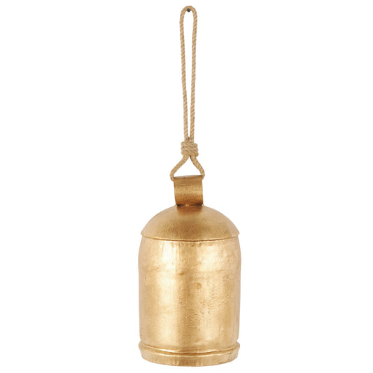 Rustic Gold Metal Decorative Bell: 9"W, 17"H