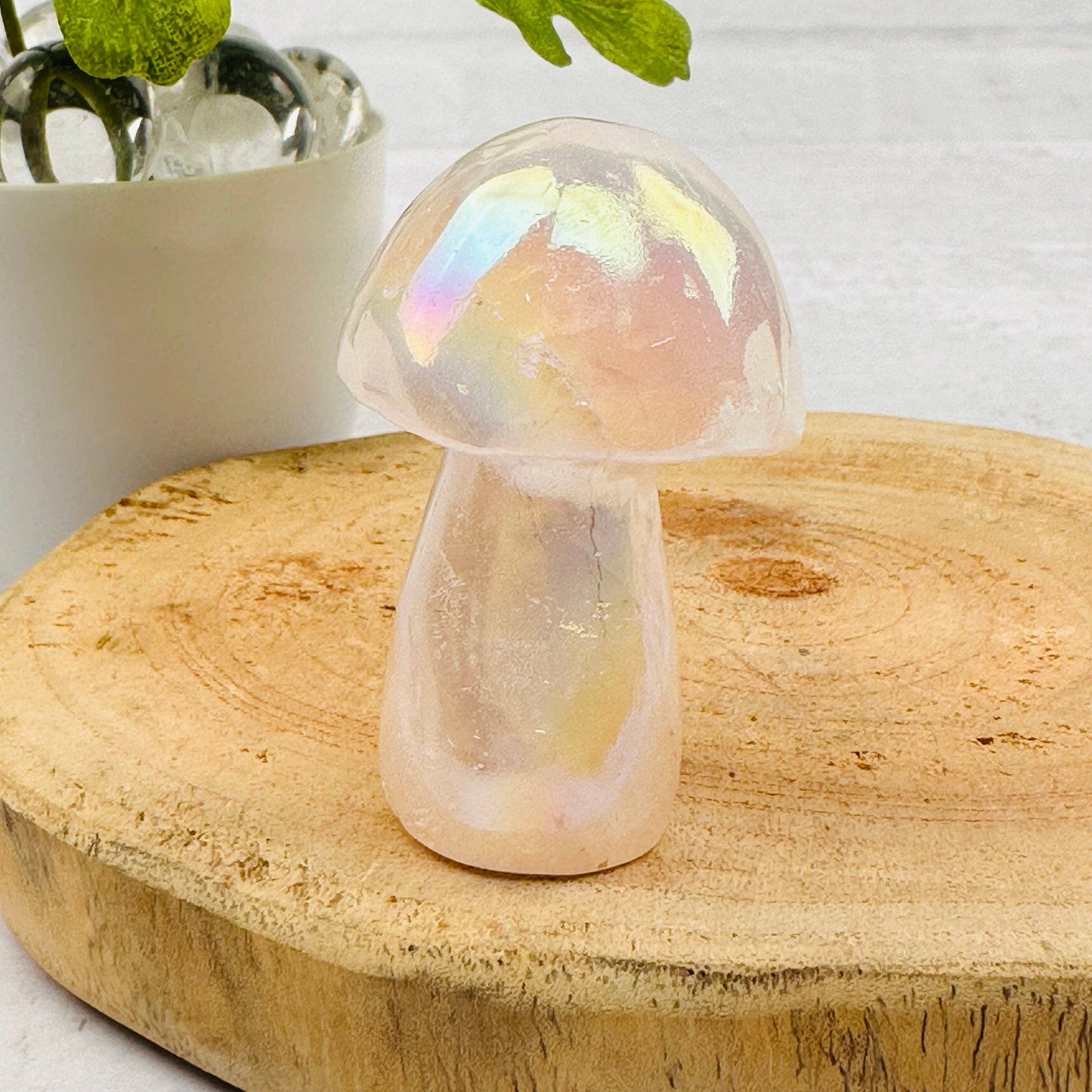 Gemstone Angel Aura Crystal Mushrooms - You Choose Stone: Angel Aura Rose Quartz