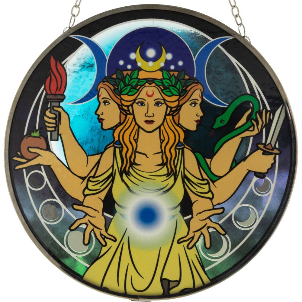 Glass Suncatcher 6in - Triple Moon Goddess