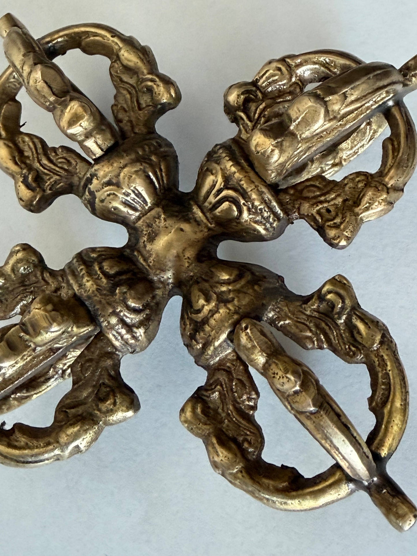 Handmade Brass Double Dorje: Tibetan Buddhist Altar Decorate