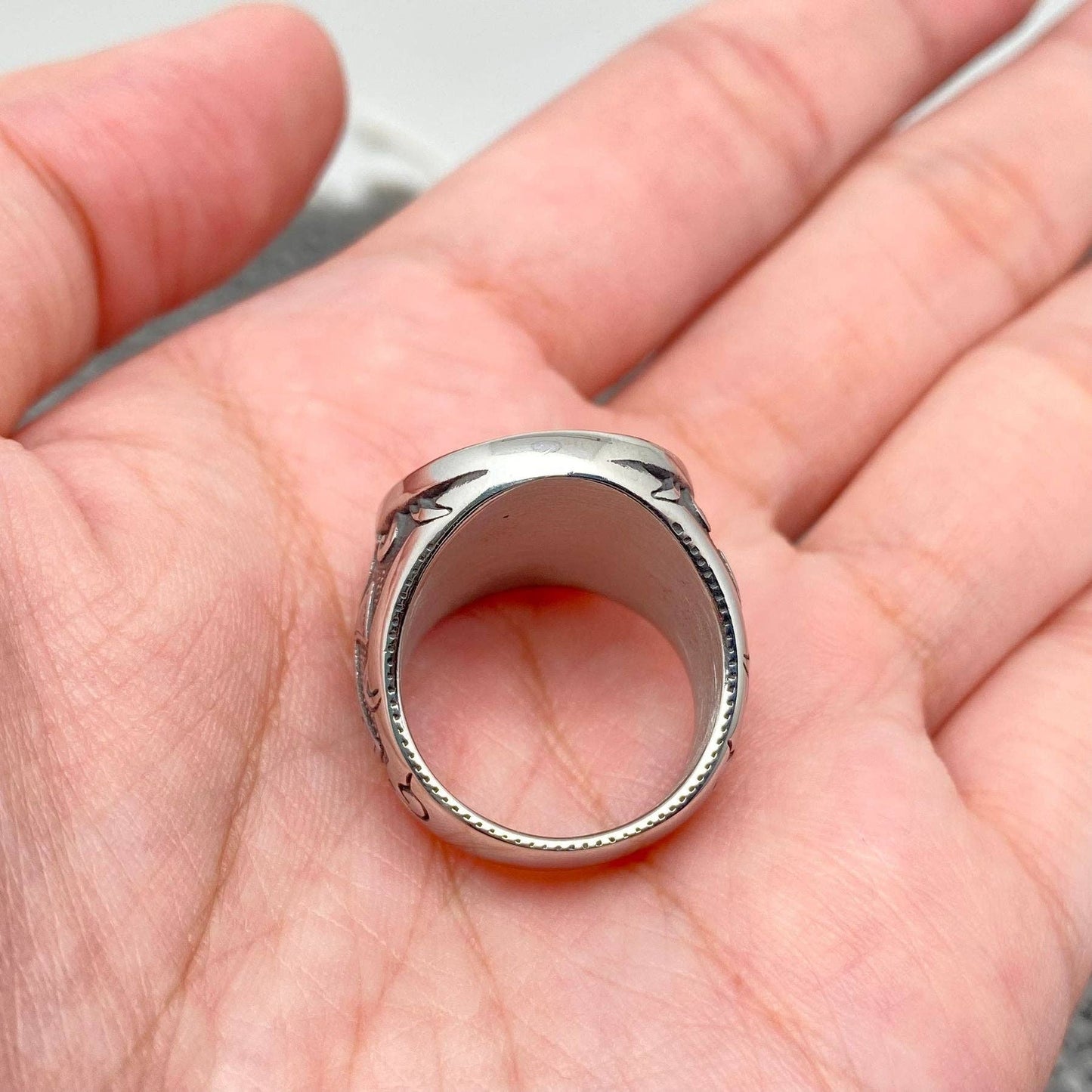 Ankh Double-headed Eagle Stainless Steel Ring - MJ/MR: 13