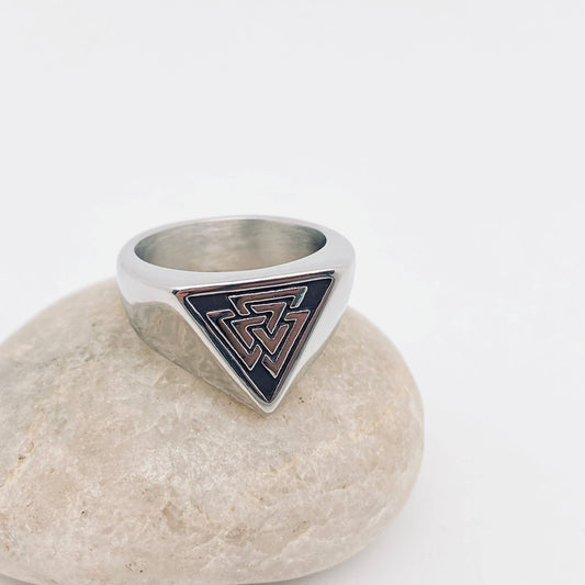 Viking Valknut Triangle Stainless Steel Ring - MJ/MR: 11