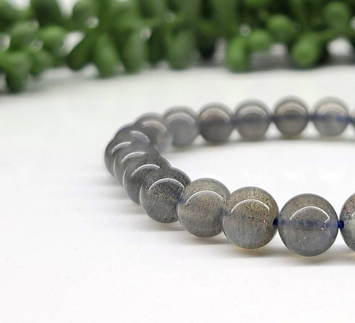 Labradorite Gemstone Bracelet Stretchable 8mm Beads-7.5"L: Bracelets only