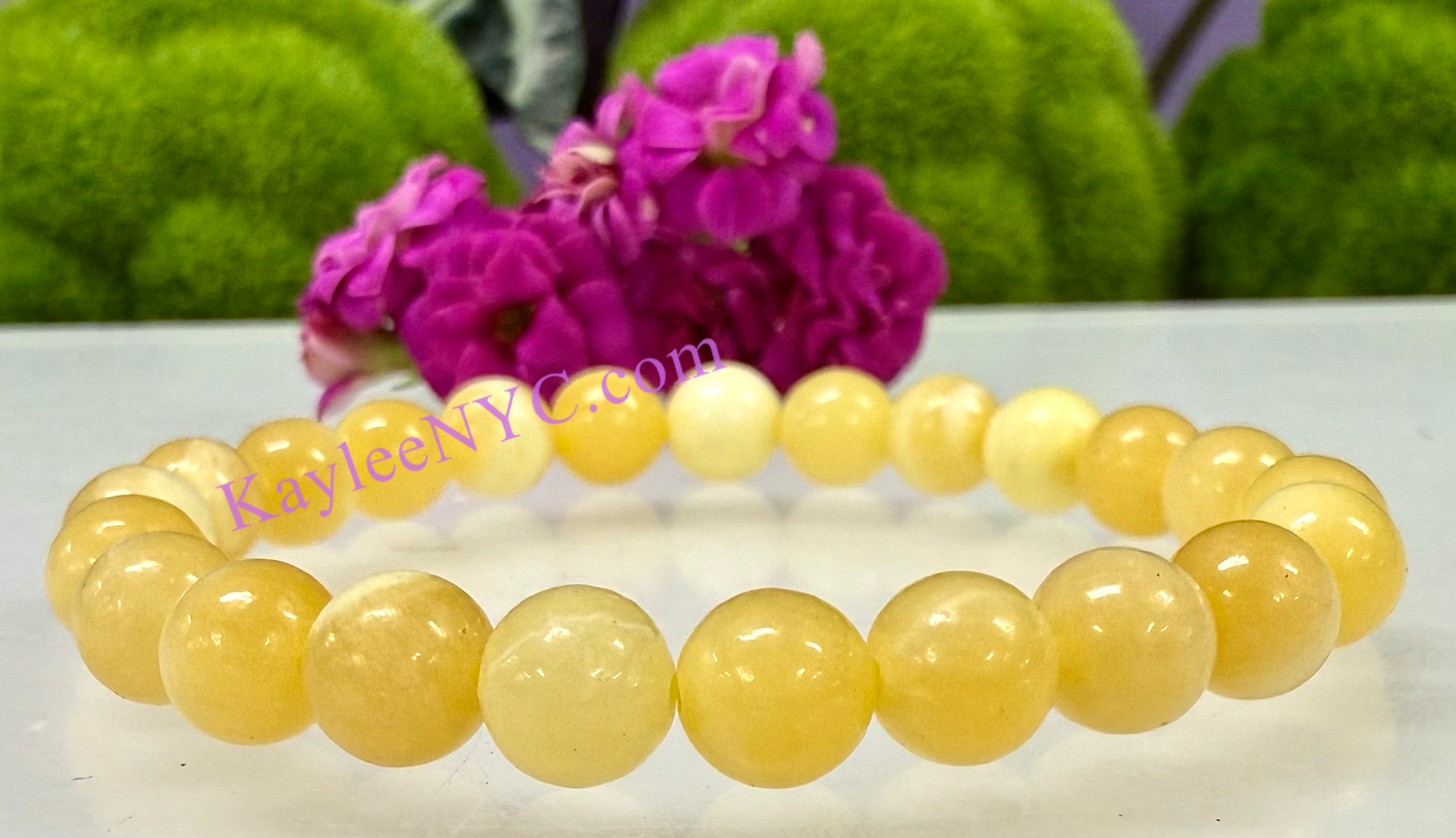 6 Pc 8mm Natural Orange Calcite 7.5” Stretch Bracelet