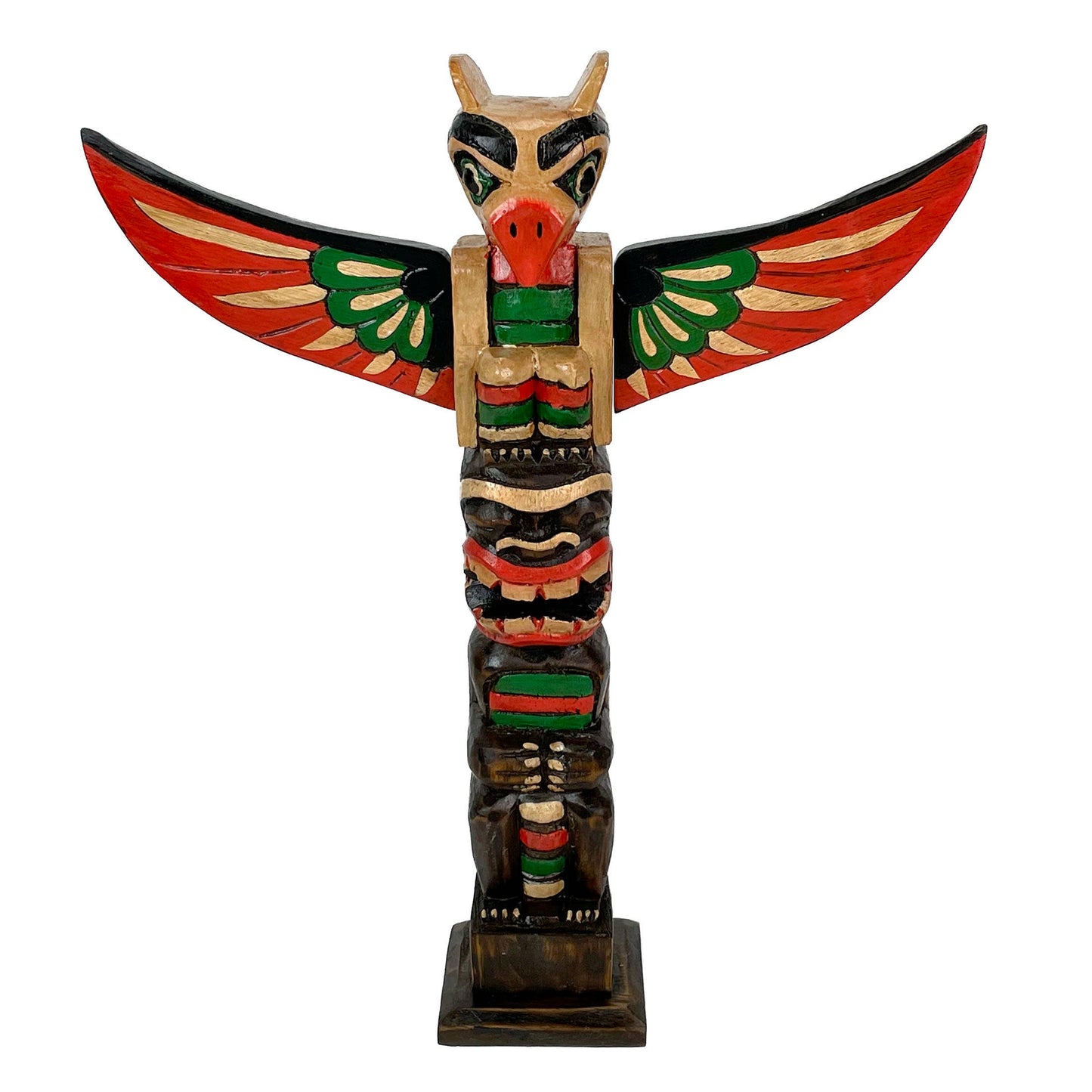 Light Brown Northwest Coast Style Eagle Totem Pole Sculpture