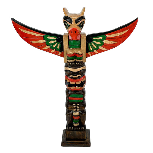 Light Brown Northwest Coast Style Eagle Totem Pole Sculpture
