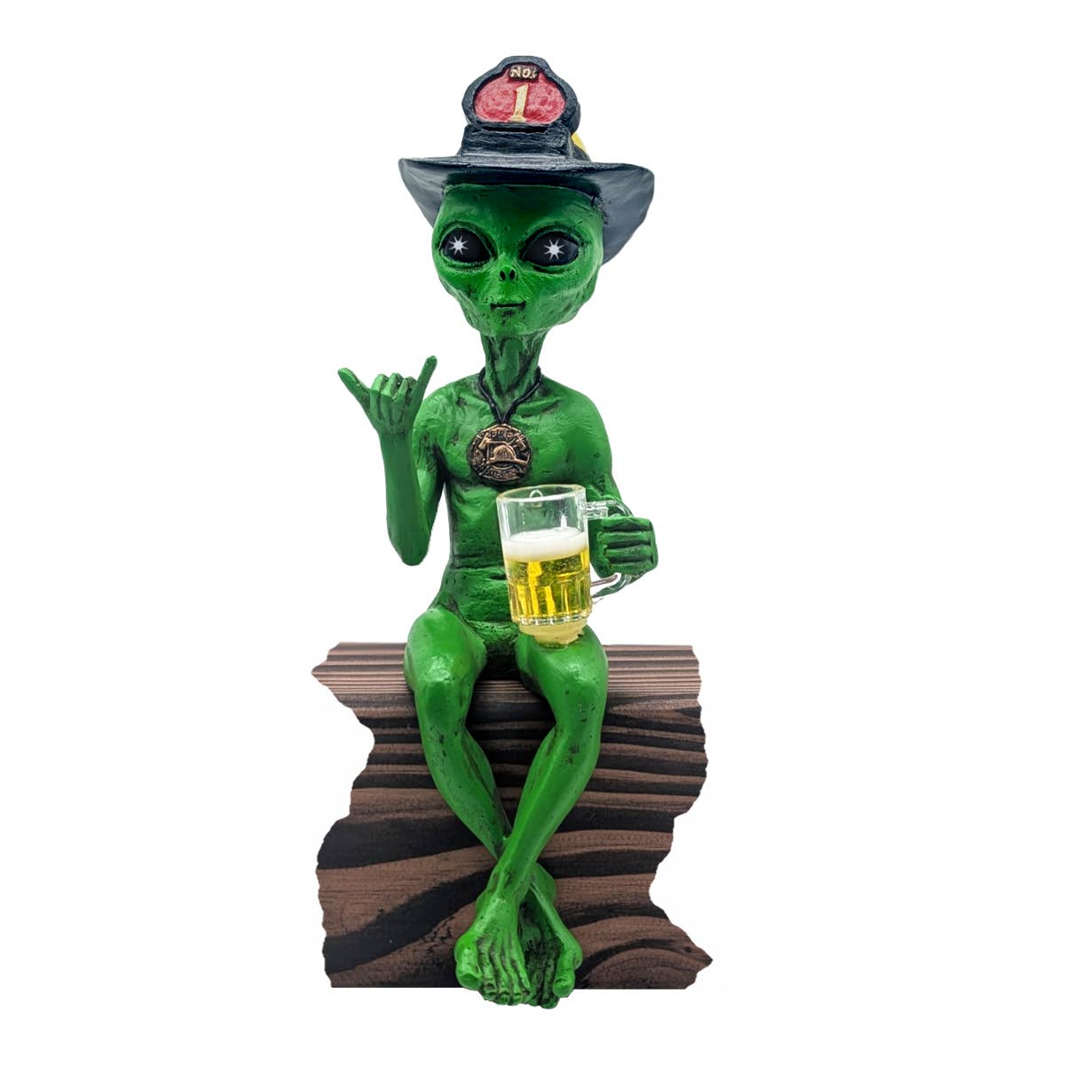 Alien Invasion Fireman Male Shelf Sitter Statue 10" Tall: Gray