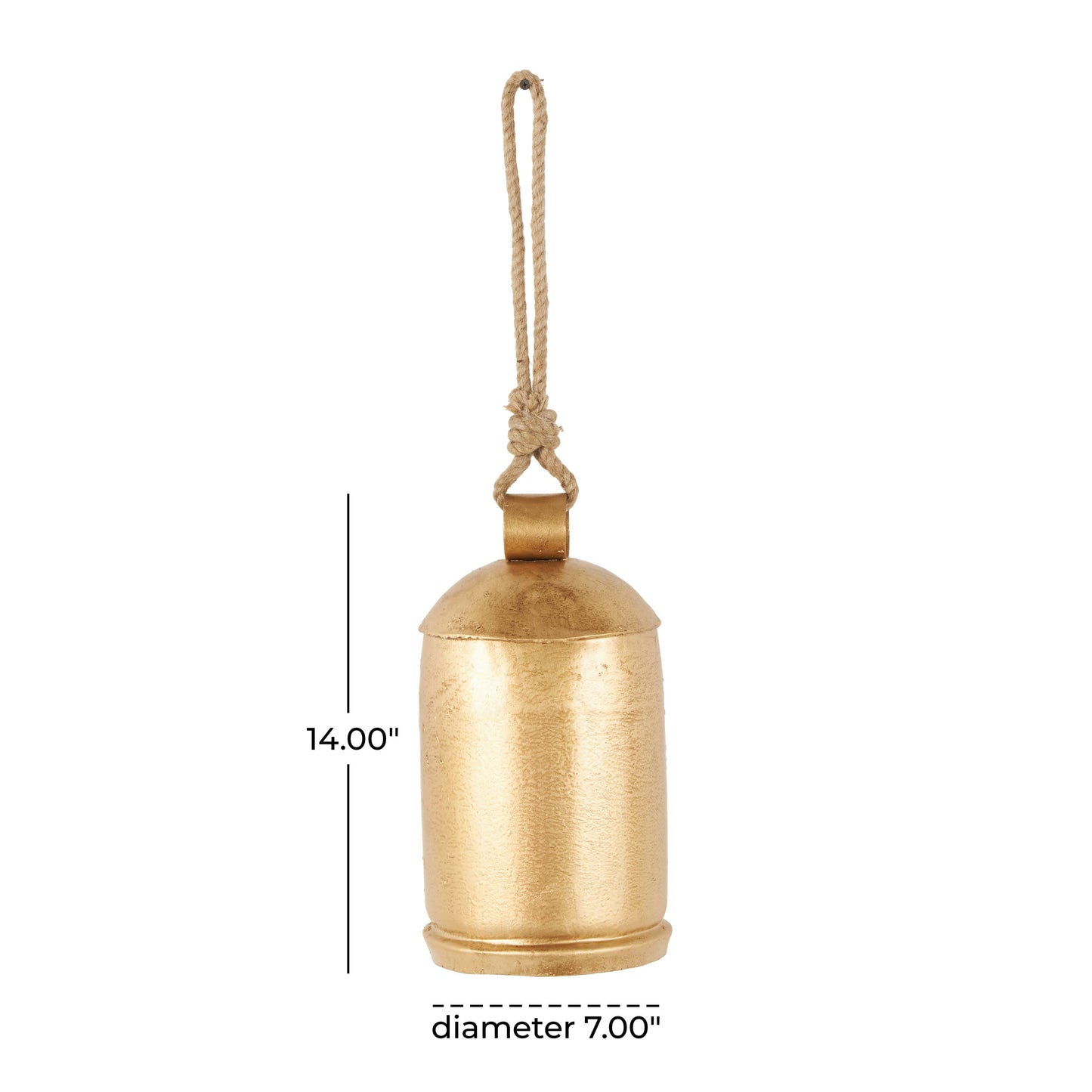 Rustic Gold Metal Decorative Bell: 9"W, 17"H