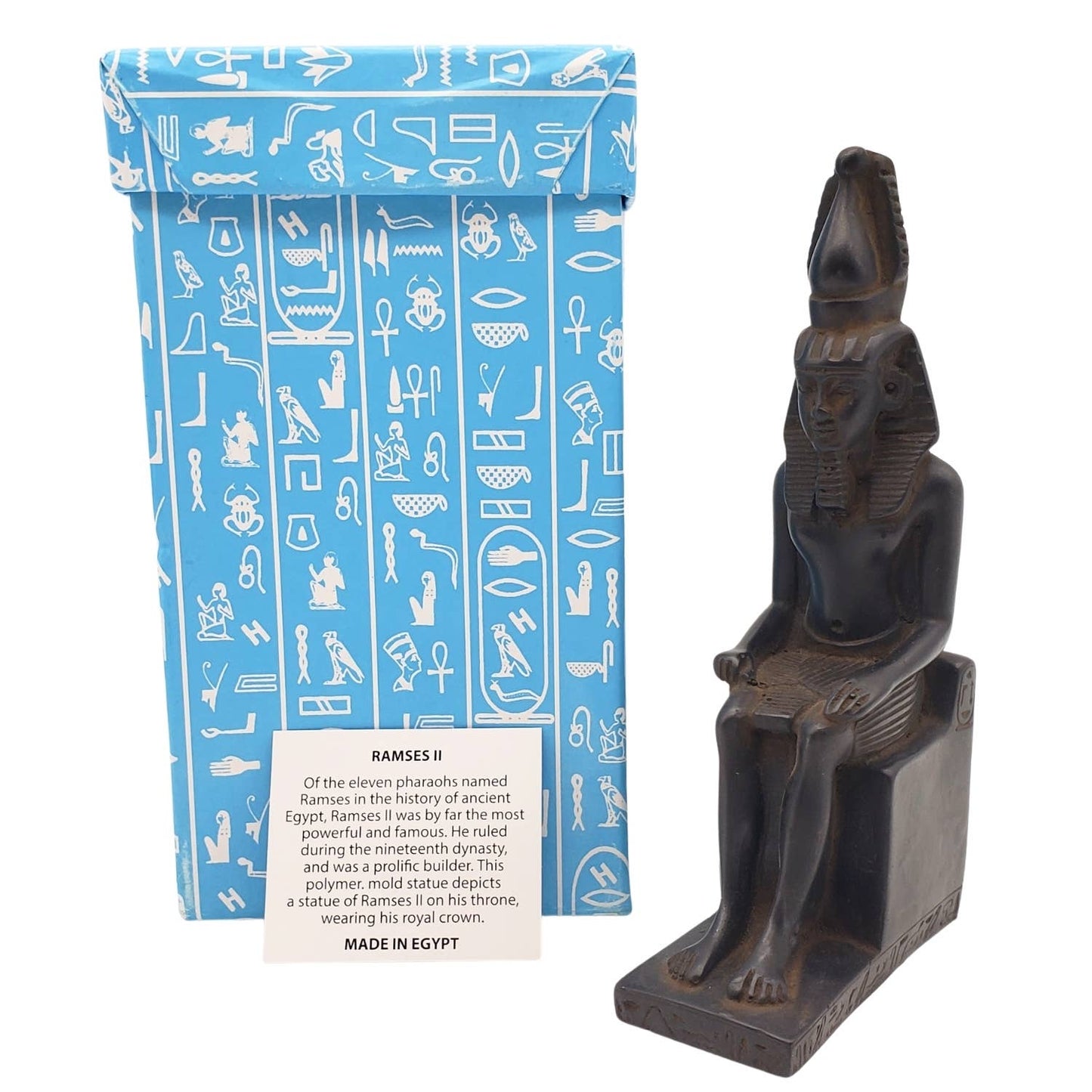 Ramses with Crown Seated Statue Black - 6.75"