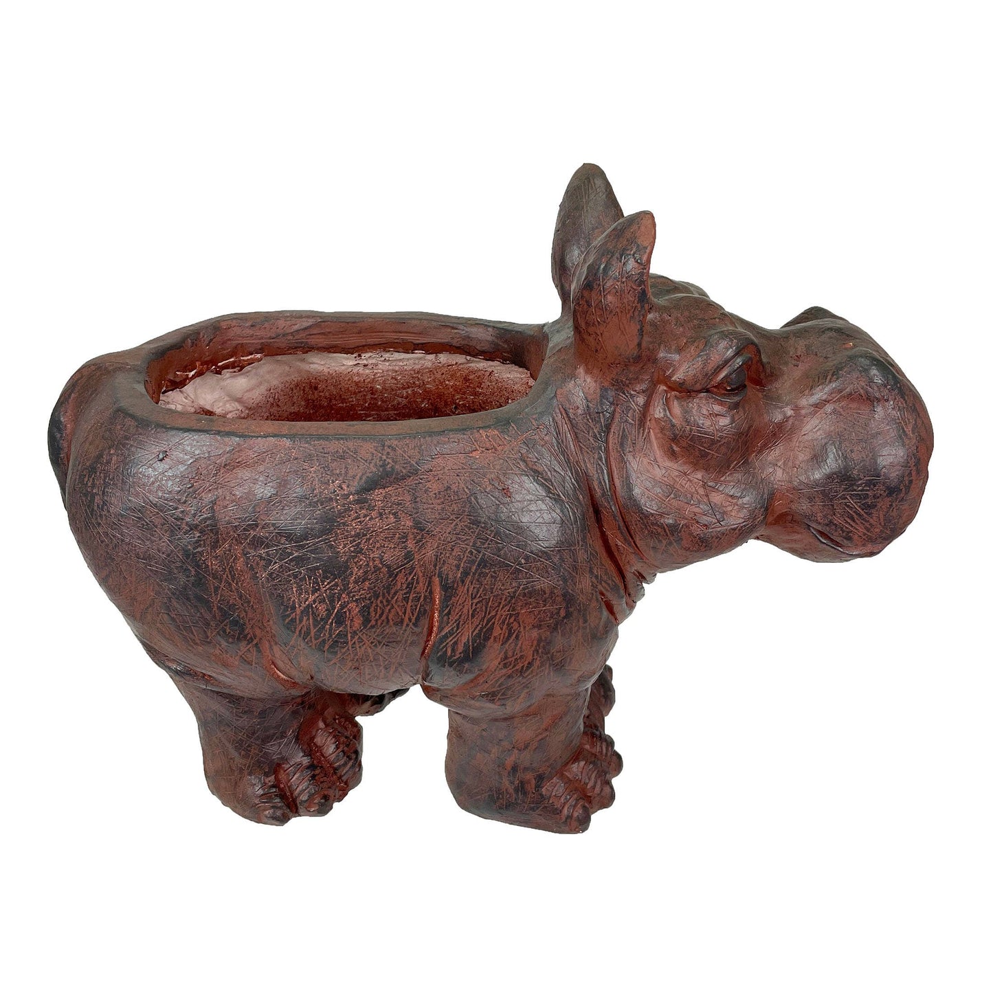 Charming Brown Hippopotamus Planter with Drain Hole