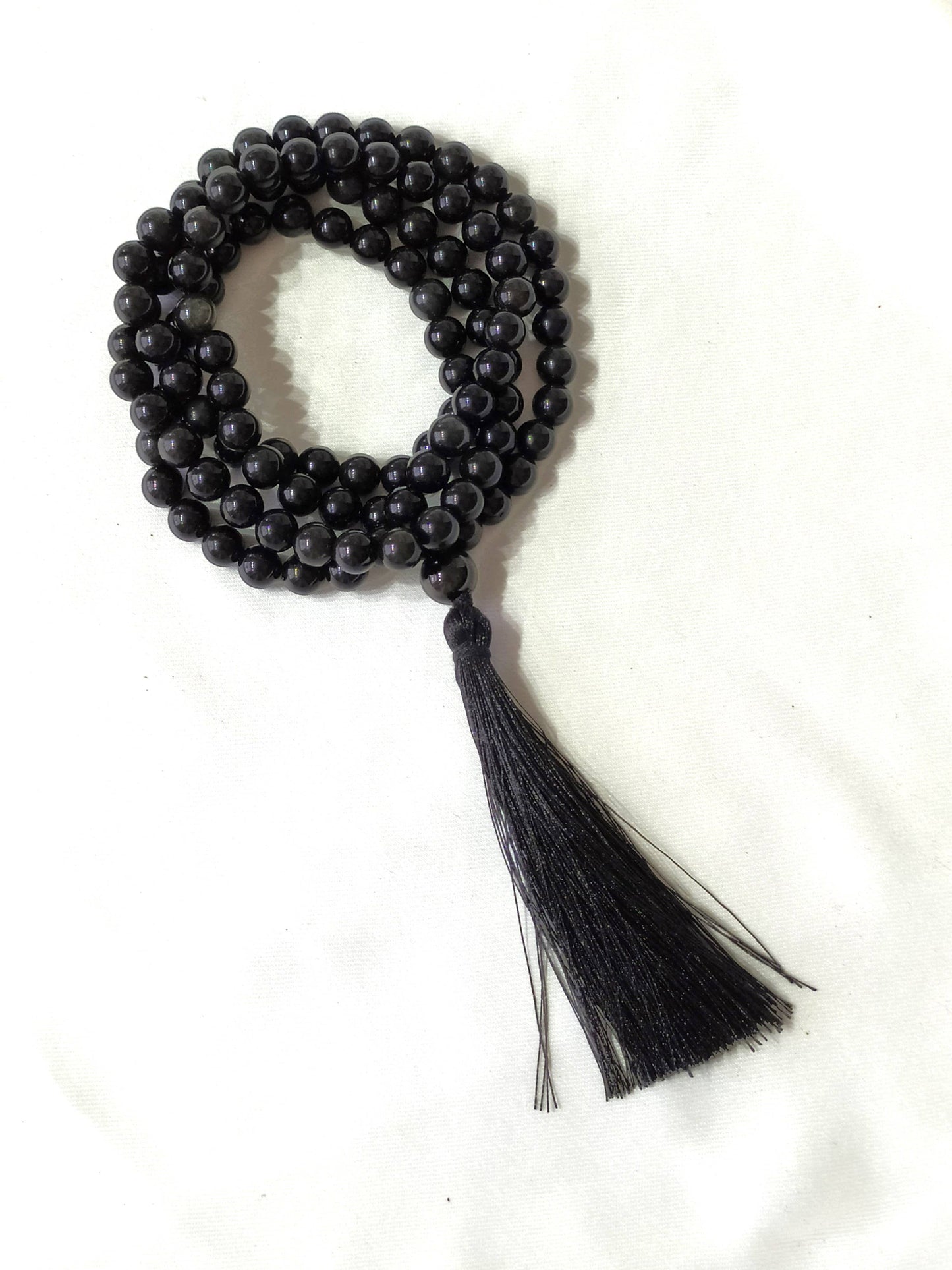 Gemstone Mala | Black Obsidian | 108 Prayer Bead | Jap Mala: 8mm