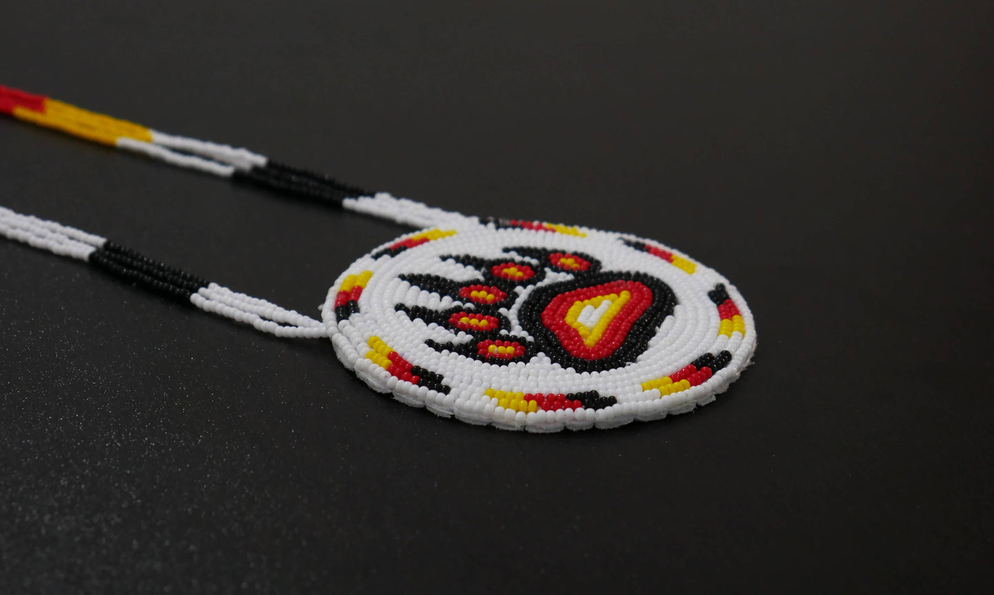 Native American Style Beaded Bear Paw medallions (Black): Black