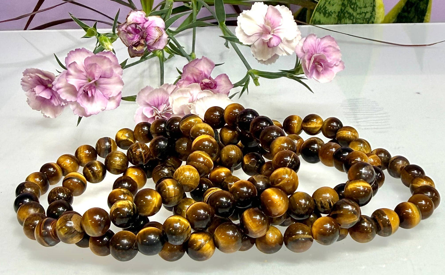 Natural Tiger Eye 8mm 7.5” Crystal Healing Stretch Bracelet