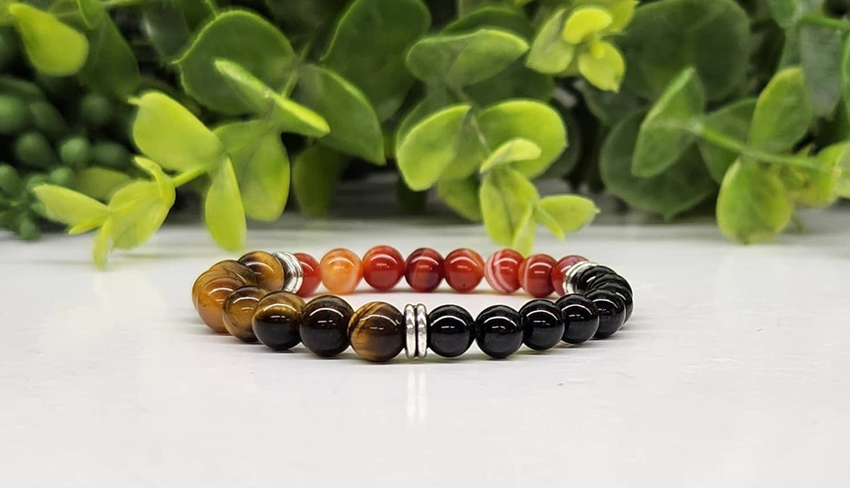 BULLYING SHIELD-Carnelian/Tiger Eye/Tourmaline-Children 6mm: OPTION #1: Bracelets Only