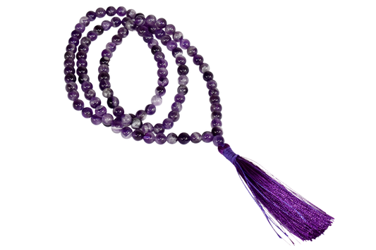 Gemstone Mala | Amethyst | 108 Prayer Beads Mala | Jap Mala: 8mm