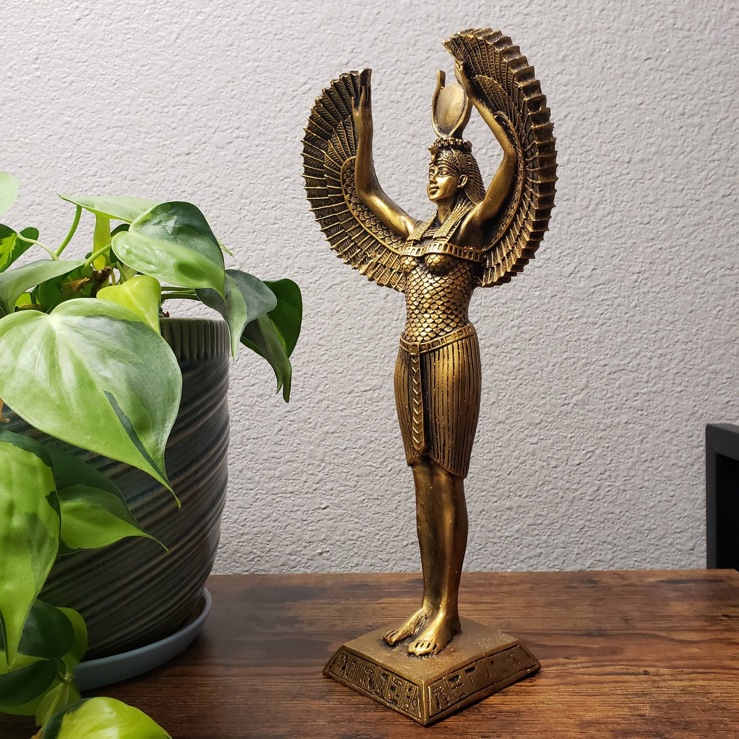 Tall Winged Isis Bronze - 13" - Made in Egypt - Goddess