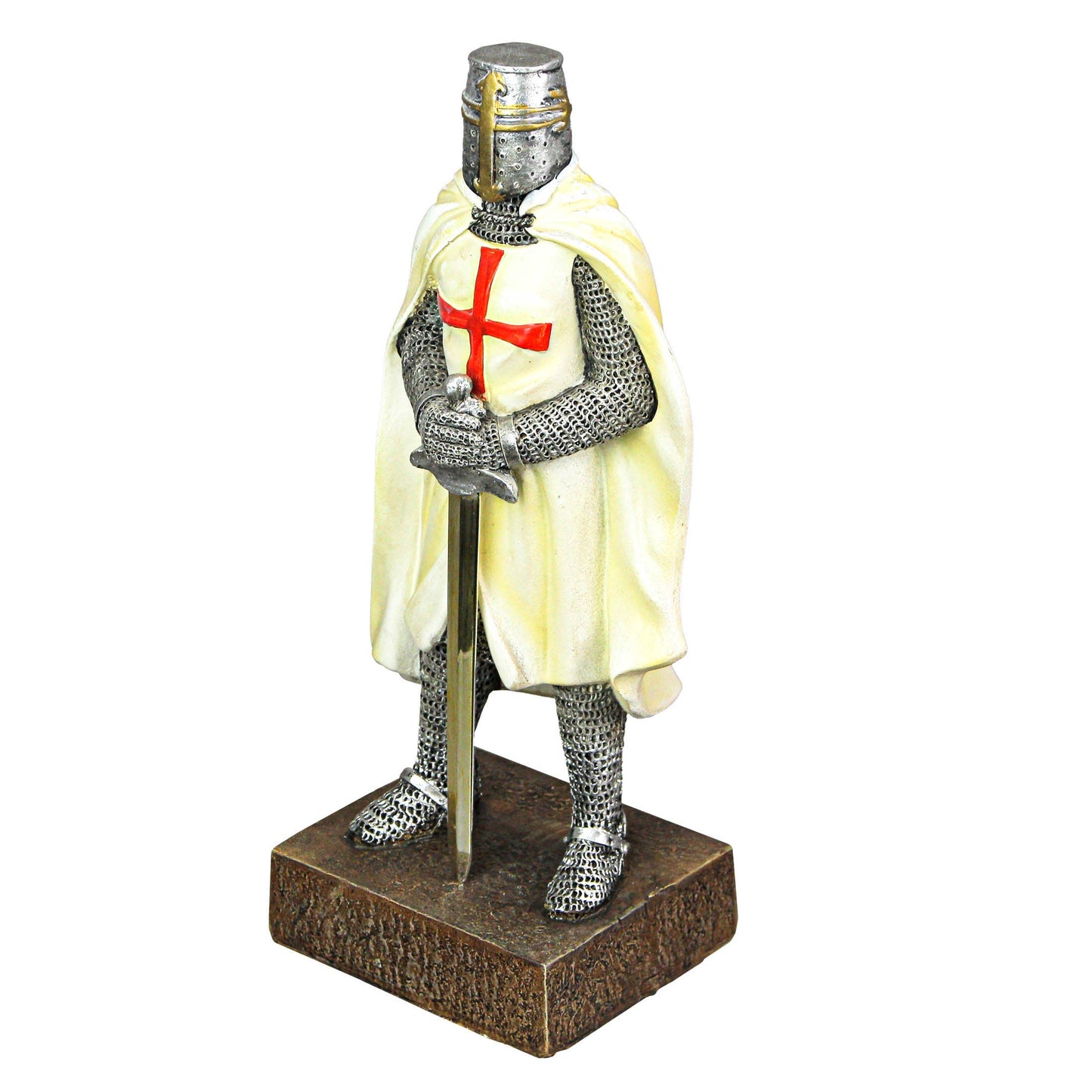 Medieval Templar Knight in Battle Armor Statue Figurine