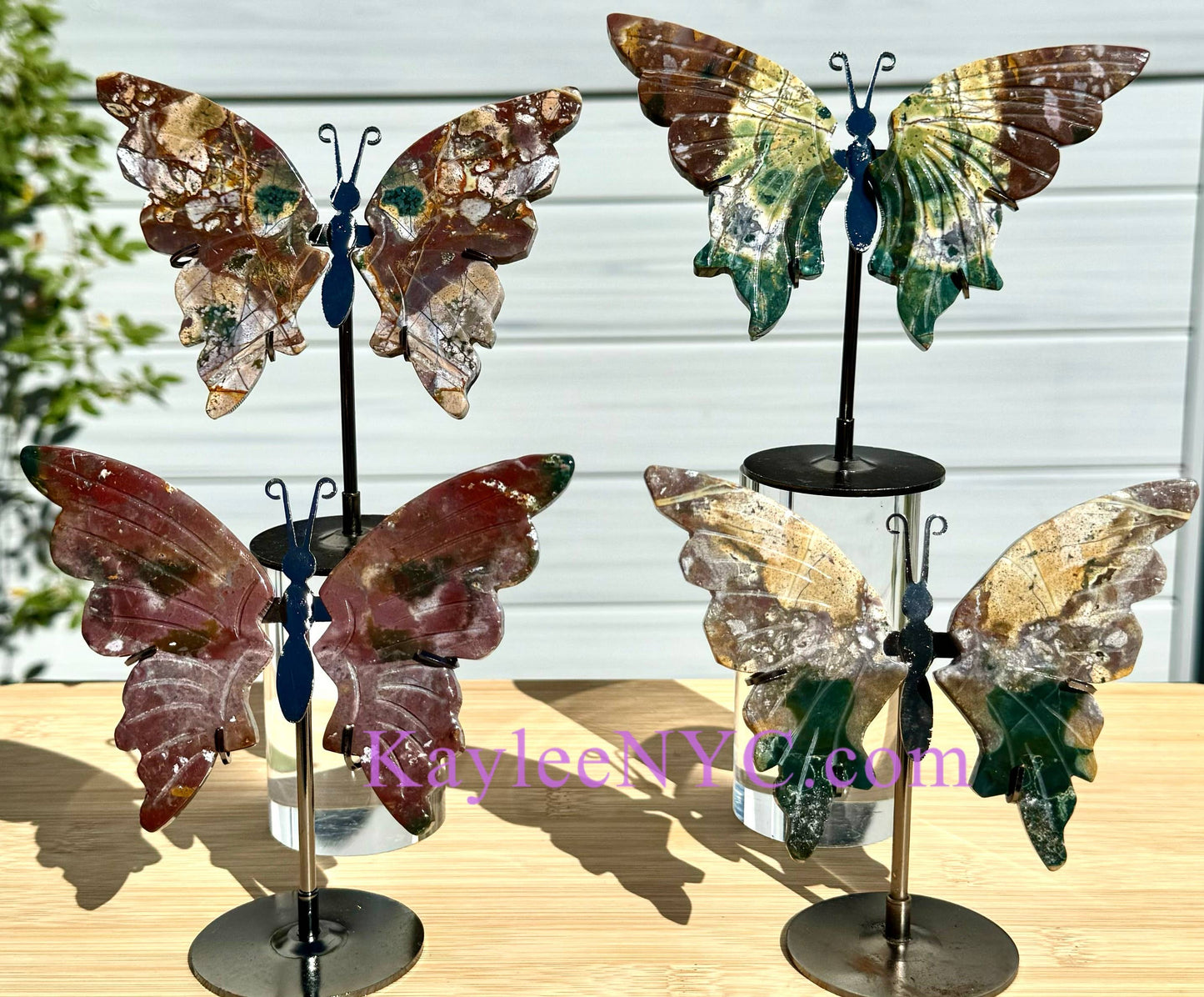 Wholesale 4 Piece Set Natural Marine Jasper Butterfly Crystal