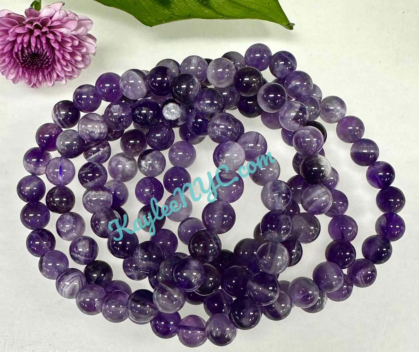 Wholesale 6 Pcs Natural Chevron Amethyst 8mm 7.5” Crystal He