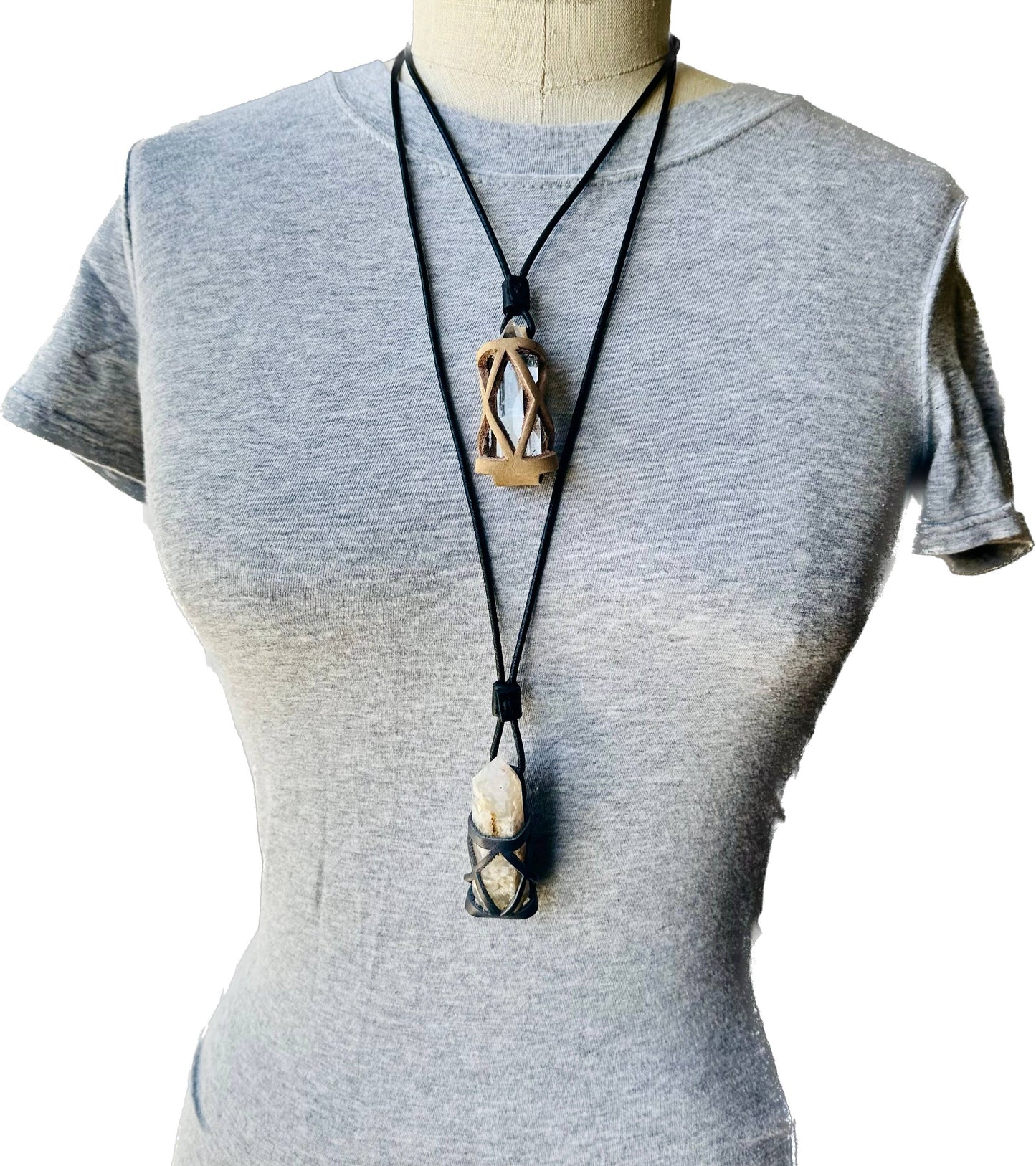 Gemstone or Crystal Holder Necklace. complete with stones.