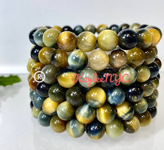 6 Pcs Natural Dream Tiger Eye 8mm 7.5” Stretch Bracelet